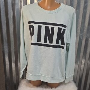 PINK Victoria's Secret Light Green Crew Neck Sweatshirt